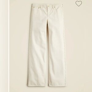 Cream Studded Wide-Leg Pants